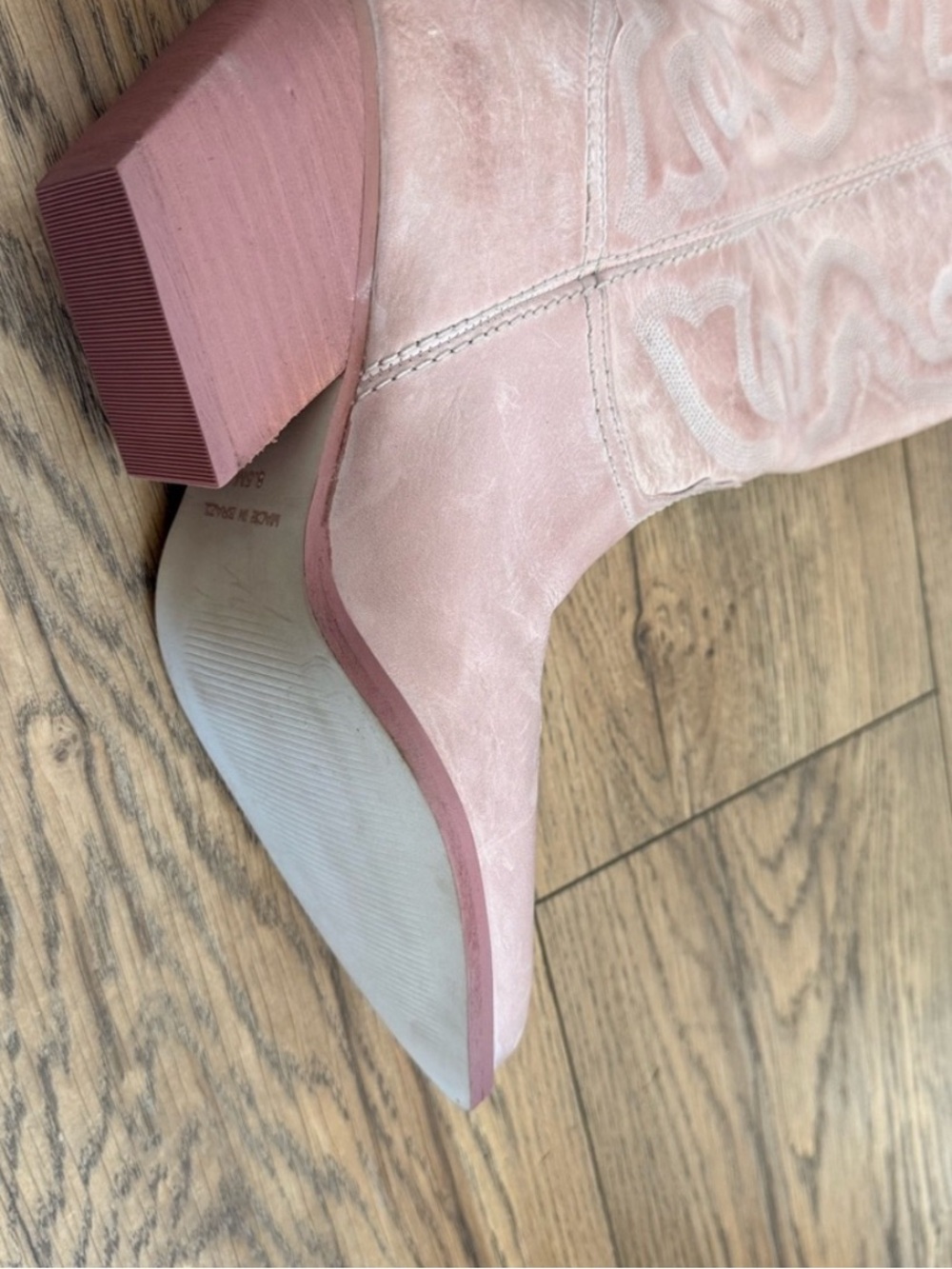 Steve Madden Pink Suede Heeled Western Boots - Picture 2 of 5